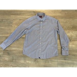 UNTUCKit Mens L Wrinkle Free Plaid Blue Gray Red Long Sleeve Button-Up Shirt